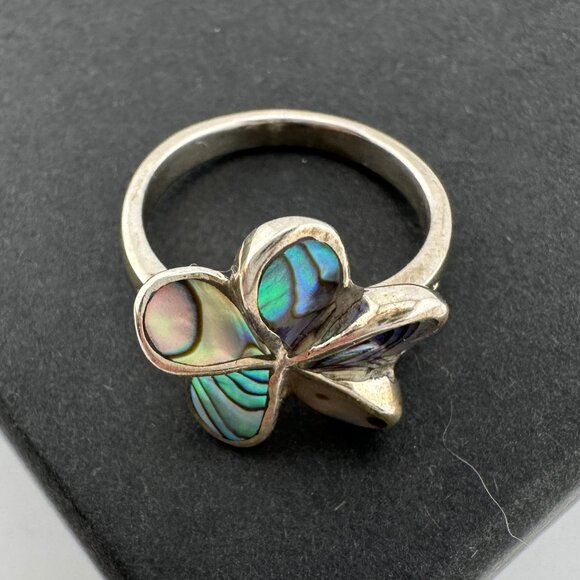 Natural Abalone Flower Ring in Sterling Silver Size 6.75 - Picture 13 of 16